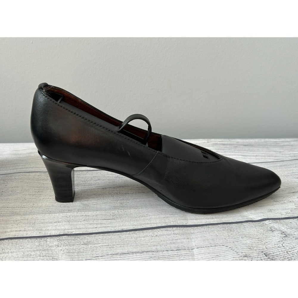 Hispanitas Joy Is A‎ Choice Pointed Toe Heels Womens 7.5 Black Leather Mid Heel